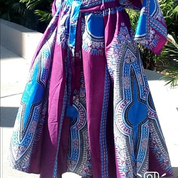Long Maxi Skirt Cotton Dashiki Skirt African Long Skirt Bohemian Skirt - Picture 5 of 14